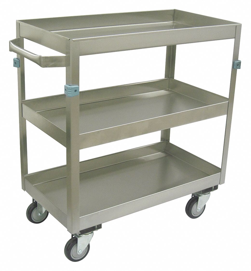 GRAINGER APPROVED Stainless Steel Utility Cart, 600 lb. Load Capacity