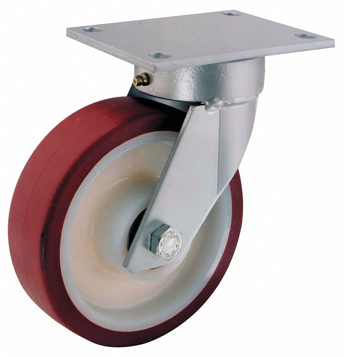 Plate Caster, Kingpinless Swivel, Polyurethane, 660 lb, 6 in Wheel Dia
