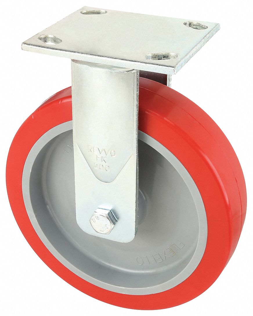KINGPINLESS PLATE CASTER, 8 IN WHEEL DIAMETER, 880 LB, 9½ IN MOUNTING H, NYTHANE