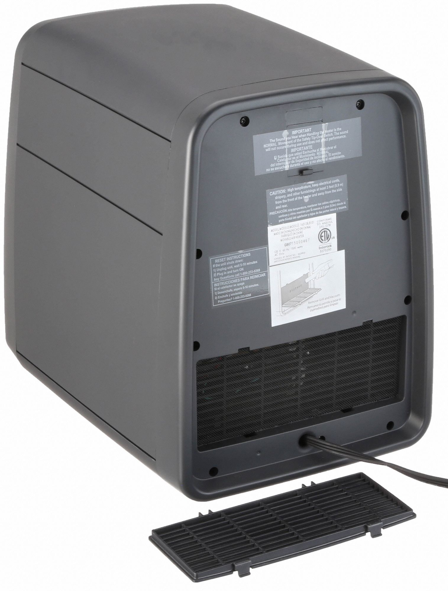 AIR KING Portable Electric Heater 900W/1500W, 2 Heat Settings, Silver