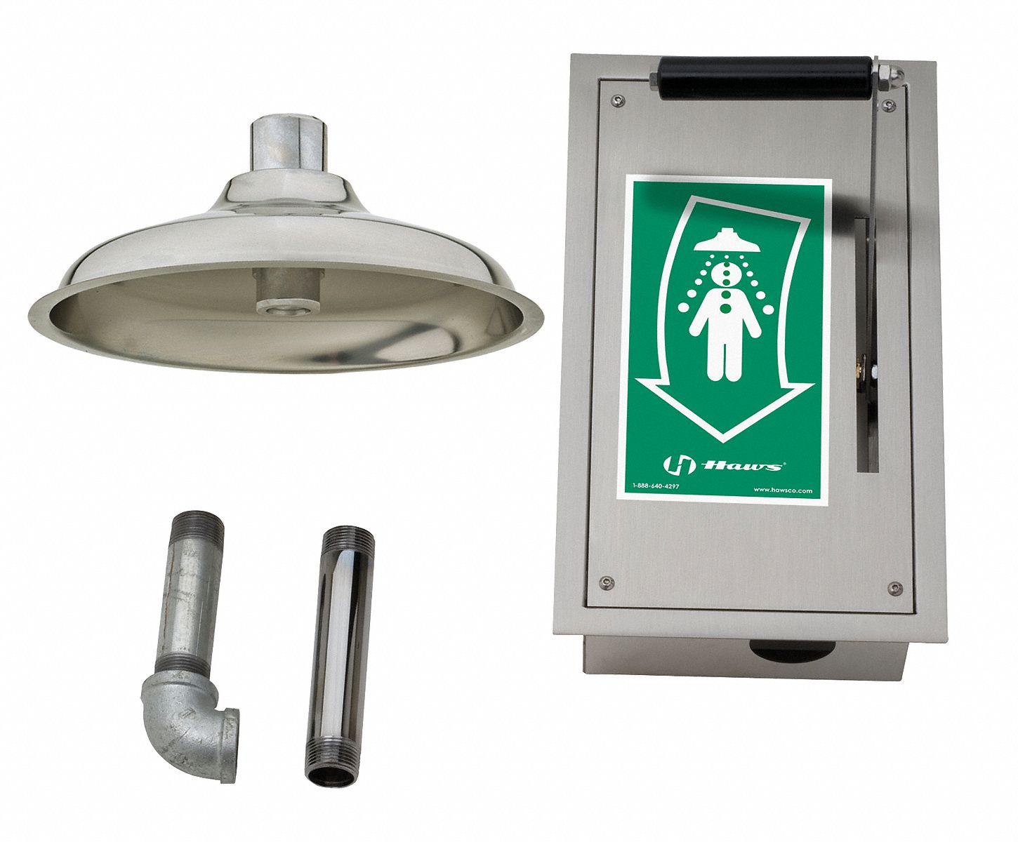 Emergency Shower: Ceiling Mount, Stainless Steel Showerhead, ANSI Compliant, 11 in Head Dia.
