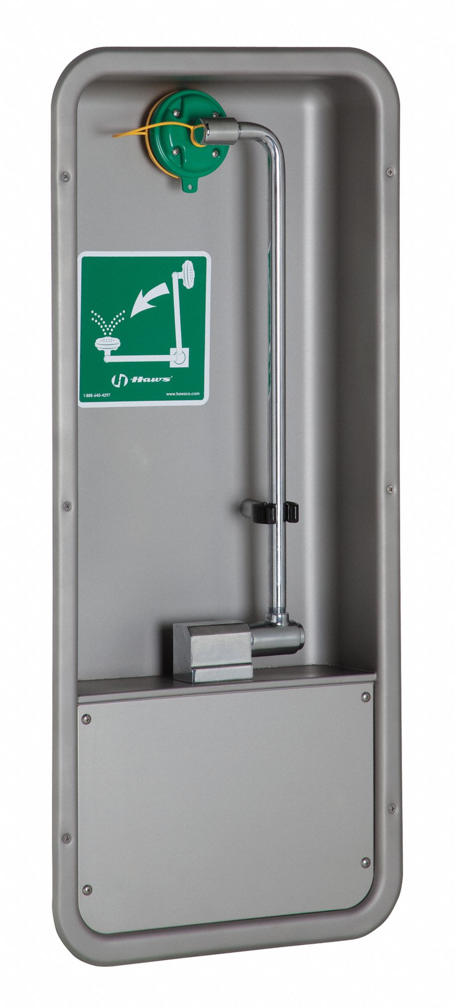 Plumbed Eyewash: Fully Recessed, Wall Mnt, Eyes and Face Coverage, No Bowl, Pull Down