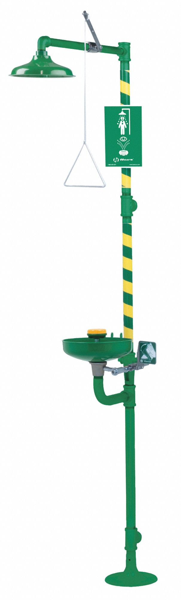 Shower with Eyewash: Floor Mnt, Uncovered, Plastic Bowl, Epoxy-Coated Galvanized Steel Pipe