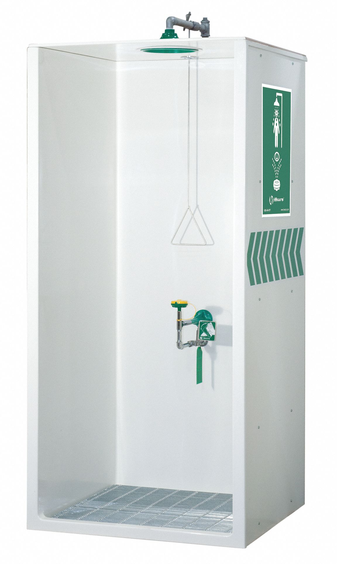 Shower with Eyewash: Floor Mnt, No Bowl, Galvanized Steel Pipe, Plastic Showerhead, Assembled