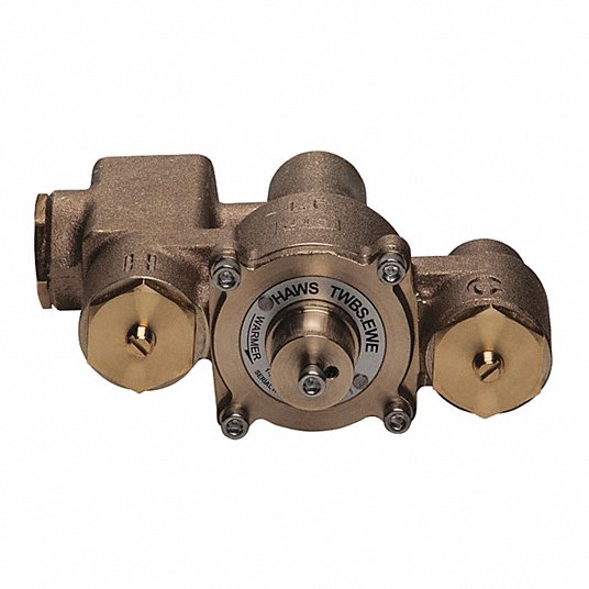 Emergency Mixing Valve: 12 gpm Max Flow Rate, 1/2 in NPT x 3/4 in NPT, Eyewashes, Brass