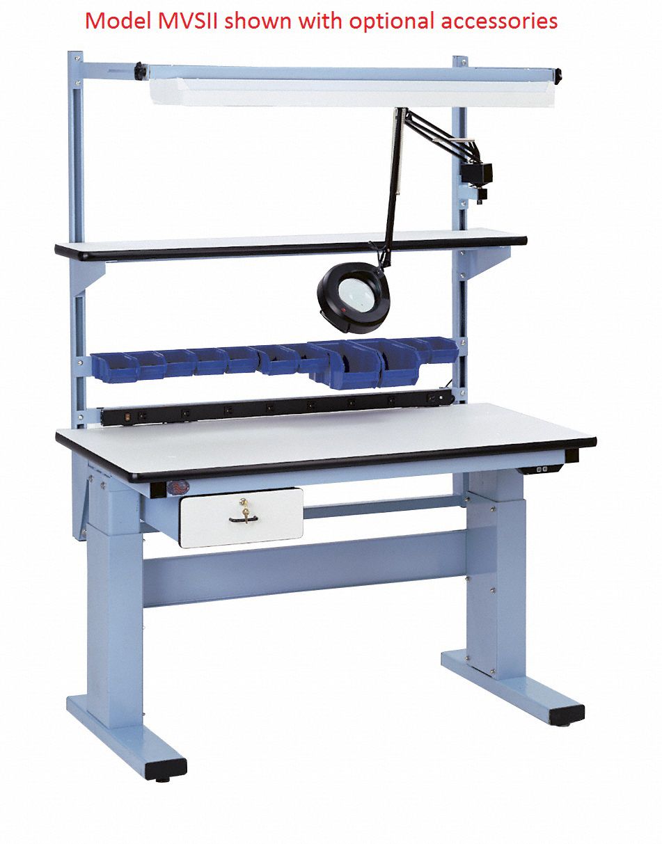 PROLINE Electric Workbench, ESD Laminate, 30 in Depth, 301/2 in to 46