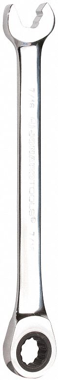 Combination Wrench: Alloy Steel, Chrome, 7/16 in Head Size, 6 1/2 in Overall Lg