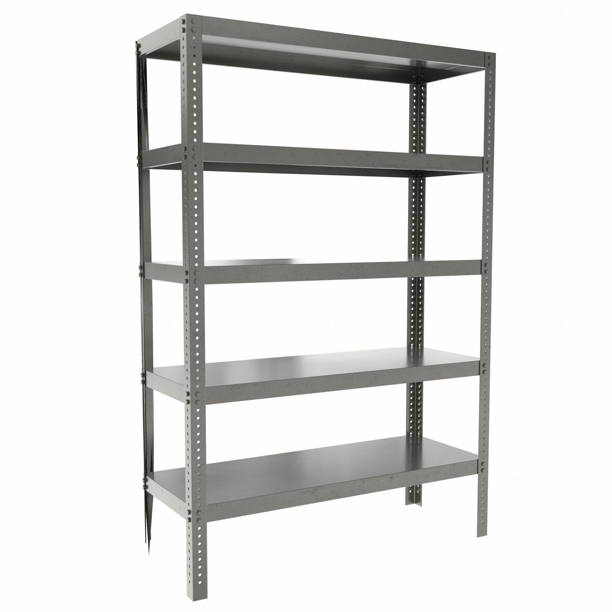Metal Shelving: Standalone, Extra-Heavy-Duty, 48 in x 18 in, 72 in Overall Ht, 5 Shelves