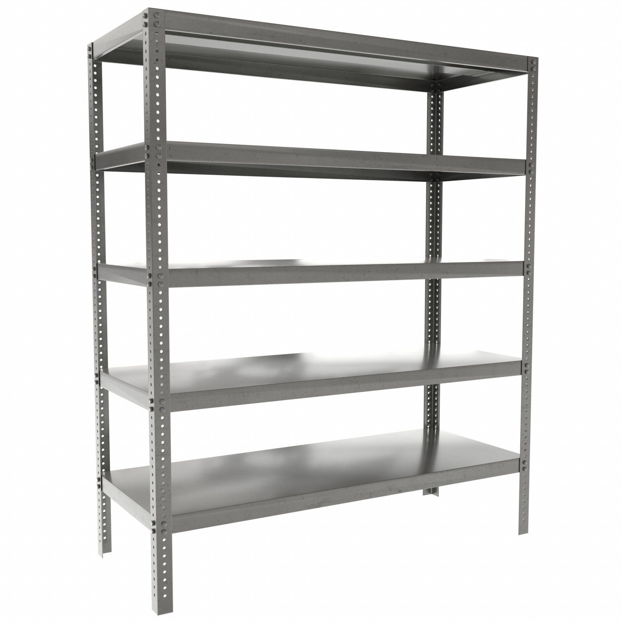 Metal Shelving: Standalone, Extra-Heavy-Duty, 60 in x 24 in, 96 in Overall Ht, 5 Shelves