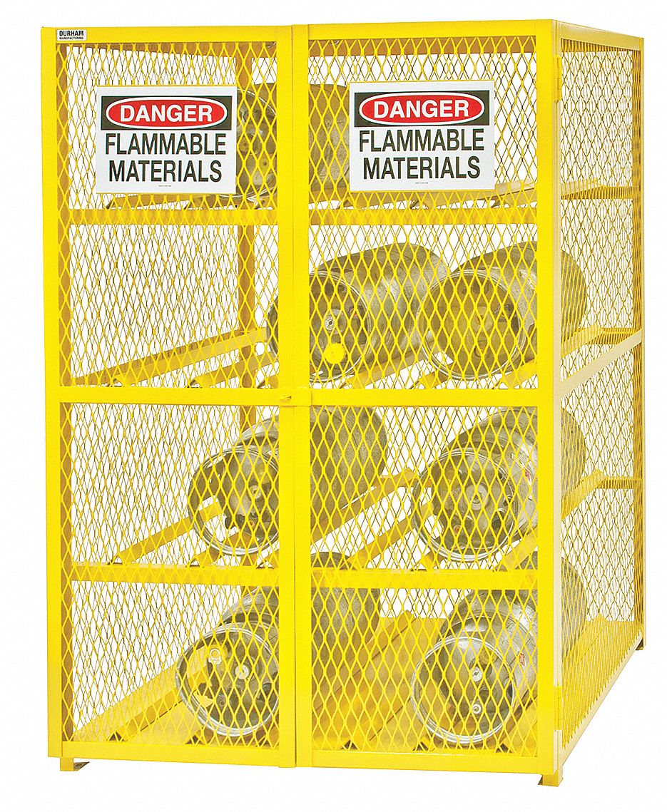 HORIZONTAL CYLINDER STORAGE CABINET (HOLDS 12 CYLINDERS), YELLOW, POWDER COATED