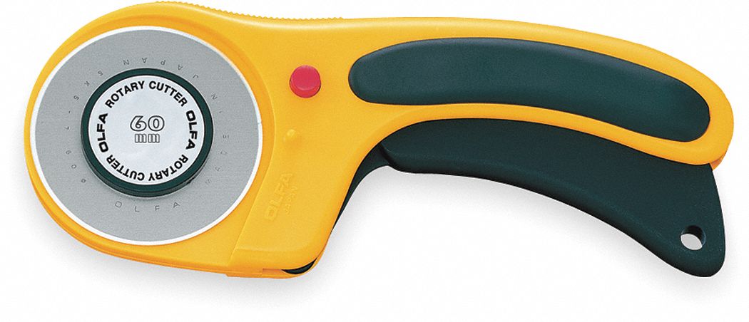 DELUXE ROTARY CUTTER, STRAIGHT, 2 1/4 IN BLADE DIA, TUNGSTEN, 7 1/2 IN HANDLE L