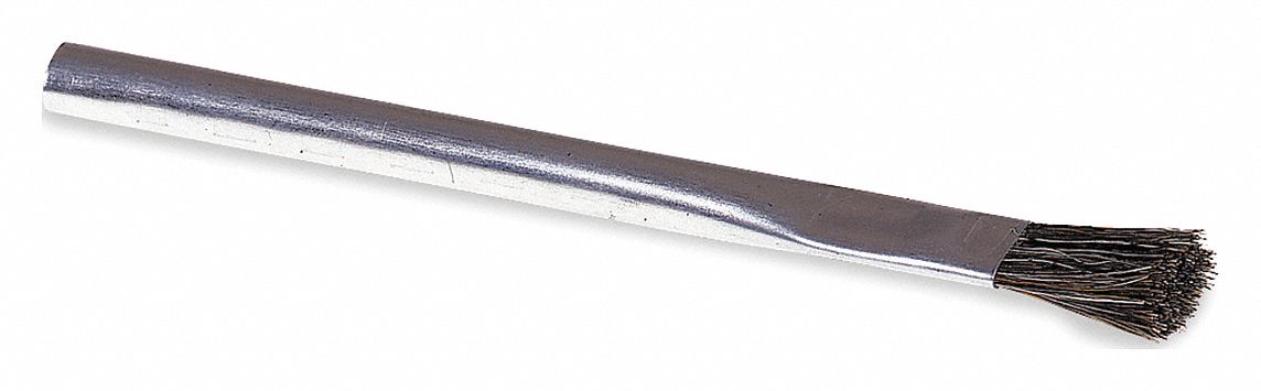 FLUX BRUSH, MEDIUM, TIN, BLACK/SILVER, HORSEHAIR BRISTLE MATERIAL, 24 PK