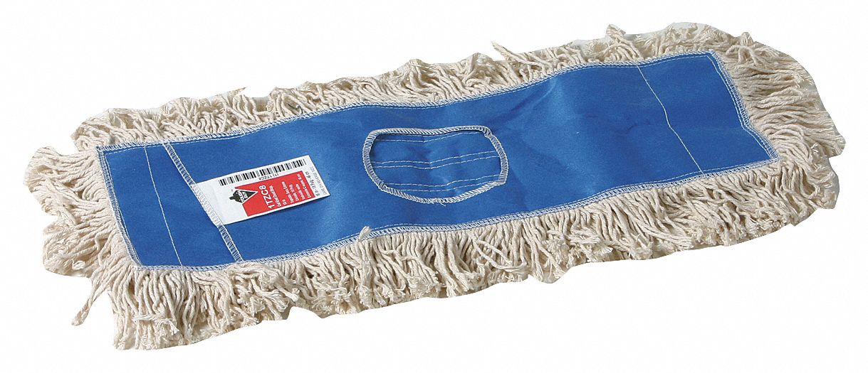 DUST MOP,CUT END,SZ 18 IN,WHITE/BLU