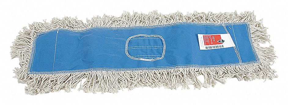 DUST MOP,CUT END,SZ 60 IN,WHITE/BLU