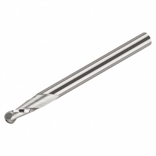 MICRO 100 Ball End Mill: Carbide, Bright (Uncoated) Finish, 2 Flutes, 2 mm  Milling Dia.