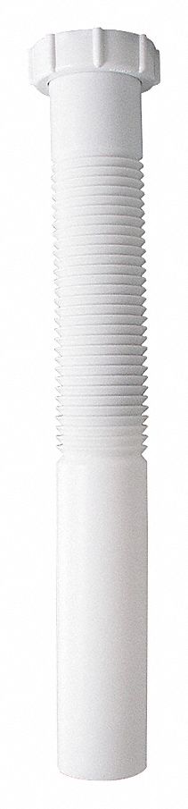 TAILPIECE: PLASTIC, WHITE, 1½ IN NOMINAL PIPE SIZE, 12 IN OVERALL LG, SLIP