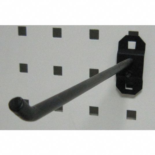 GRAINGER APPROVED Steel Single Rod Pegboard Hook, Screw In Mounting Type, Black 5TPK65TPK6