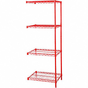 SHELVING,ADD-ON,H74,W60,D18,RED,4 S