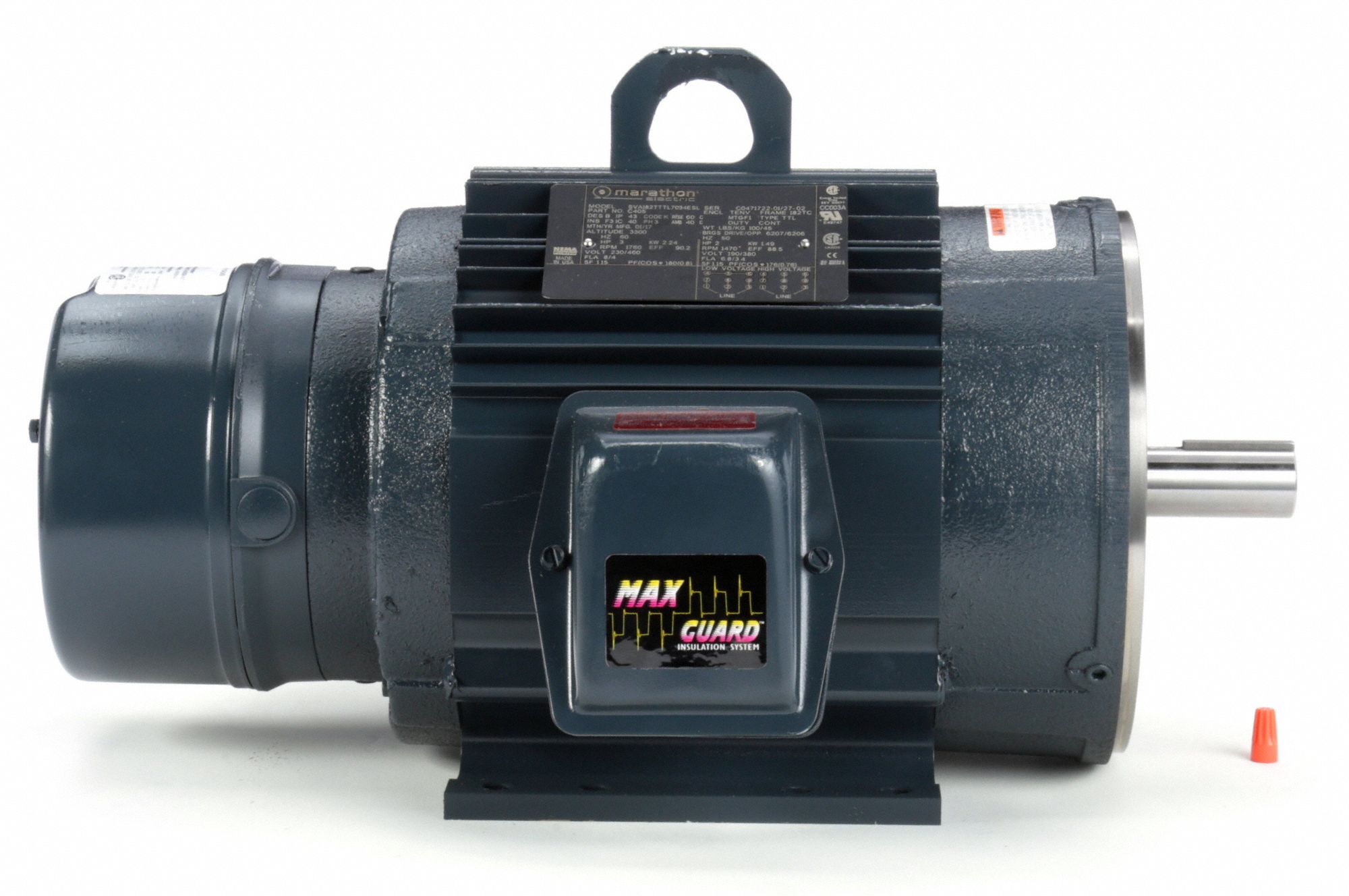MARATHON MOTORS Brake Motor, 3 HP, 3Phase, Nameplate RPM 1,760