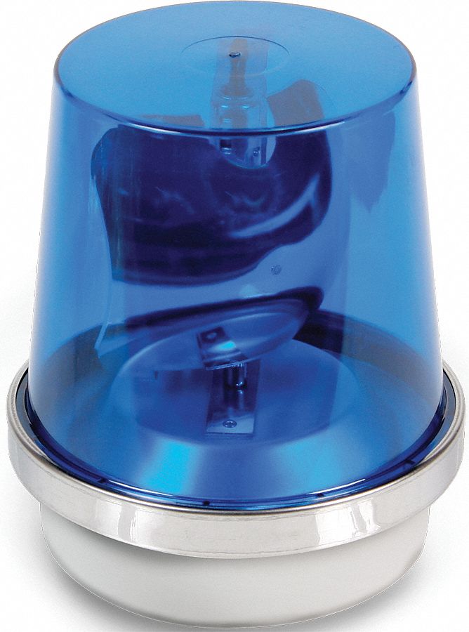 WARNING LIGHT, BLUE, HALOGEN, ½ IN NPT, 120V AC, 6 IN OVERALL DIAMETER, 52B-N5-40WH