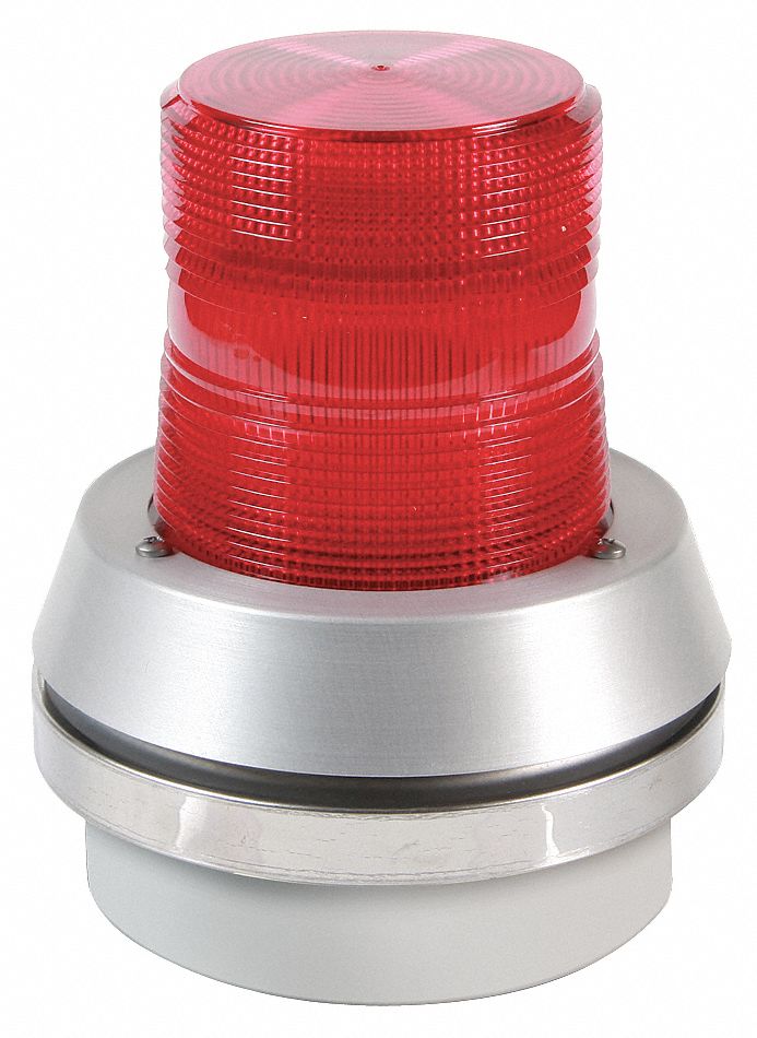 EDWARDS SIGNALING, Red Lens/Silver Base, 120V AC, Flashing Light with ...