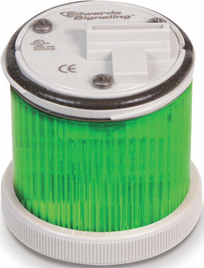 Tower Light Module: Flashing/Steady, 120V AC, Green, 48 mm Overall Dia, 200 Class