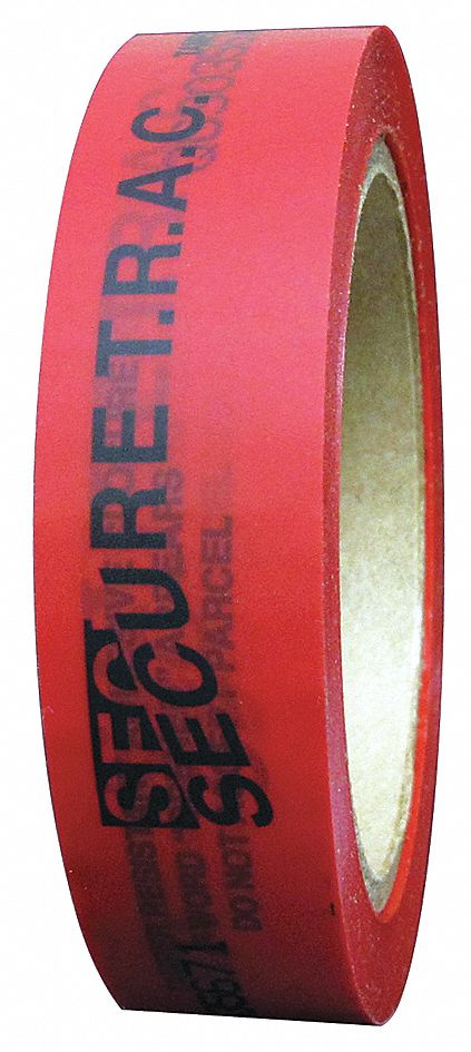 Tamper Evident Tape: 2 mil Tape Thick, 1 in x 60 yd, 2.54 cm x 55m, Red, Secure T.R.A.C.