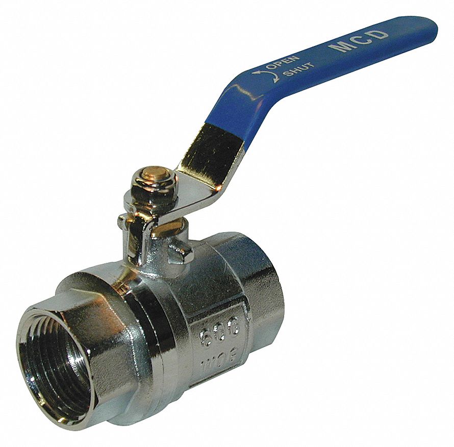 MANUAL TWO-WAY BALL VALVE: 1 IN, CHROME-PLATED BRASS, STRAIGHT, FIP X FIP, TWO-PIECE