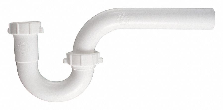 TRAP: PLASTIC, WHITE, 1¼ IN NOMINAL PIPE SIZE, 11¾ IN OVERALL LG, SLIP, SLIP
