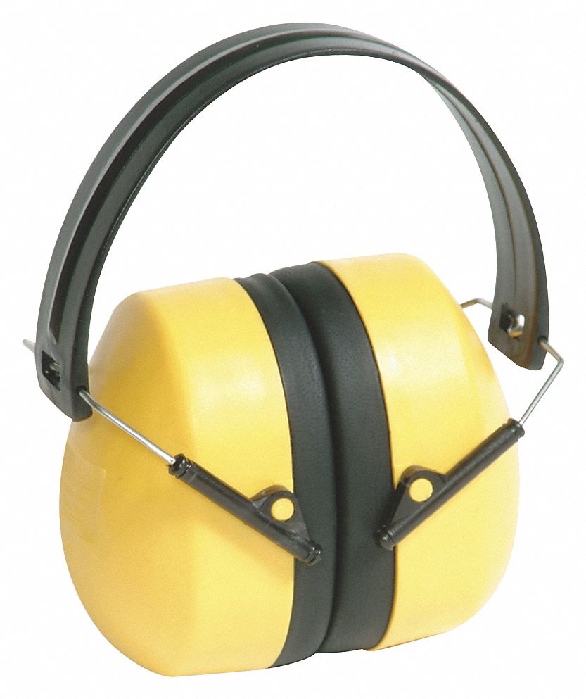 EARMUFFS, OVER-THE-HEAD, FOLDABLE, YLW, BLK, POLYVINYL CHLORIDE/ABS, 24DB