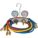MANIFOLD GAUGE SET, 4 VALVES, 4 HOSES, 2¾ IN GAUGE DIA