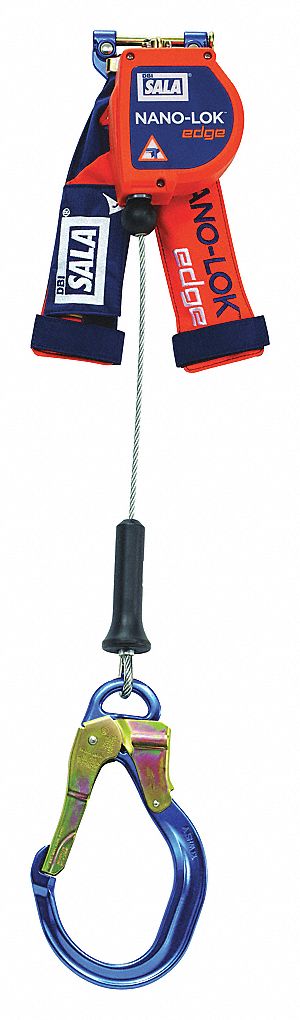 NANOLOK EDGE SELF-RETRACTING LIFELINE, CSA, 1 LEG, 310 LB CAP, NOSE HOOK, ORANGE, 8 FT, ALUM