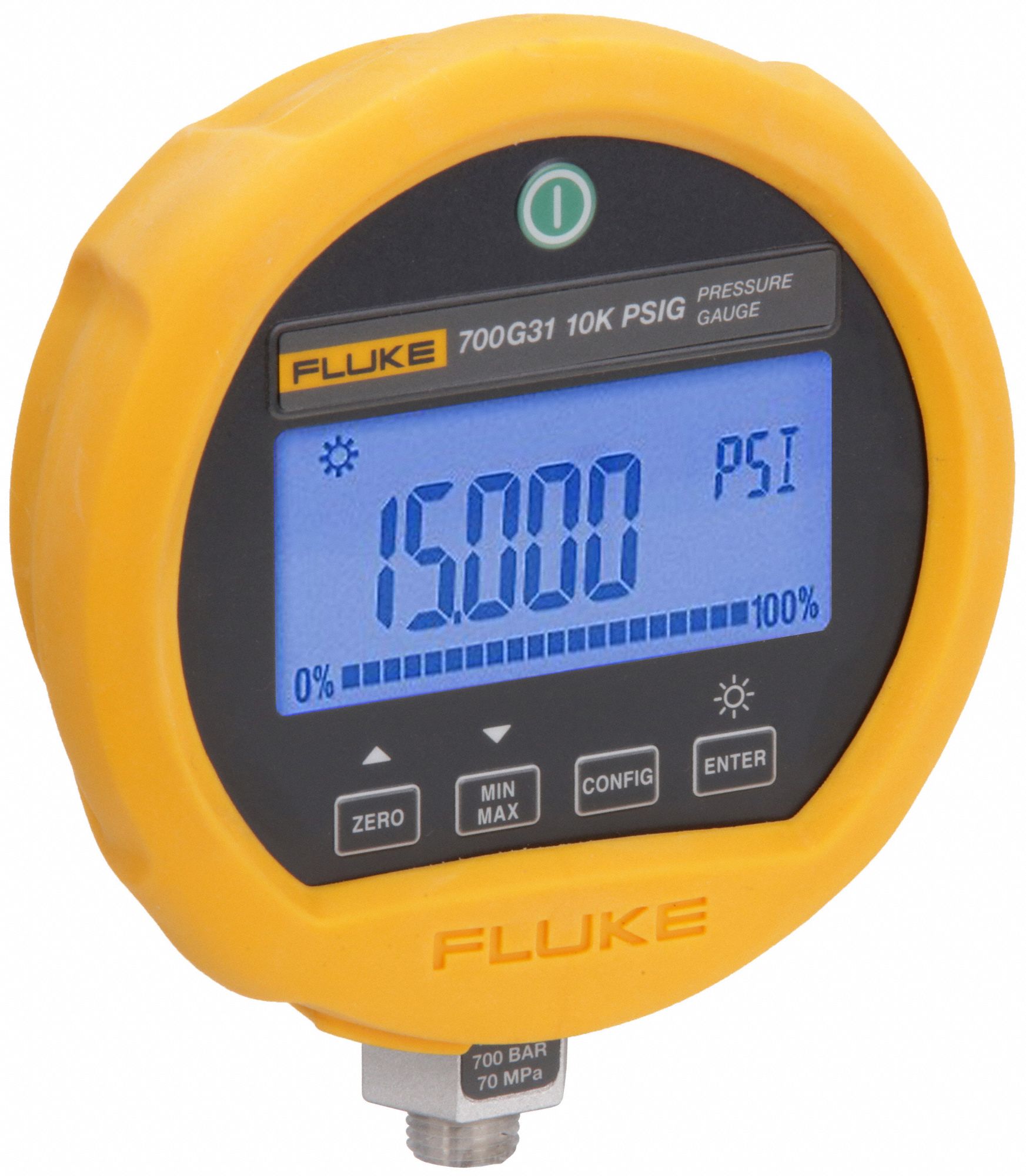 DIGITAL TEST COMPOUND GAUGE, CALIBRATOR PRESSURE GAUGE, -12 PSI TO 100 PSI, INCLUDED, BOTTOM