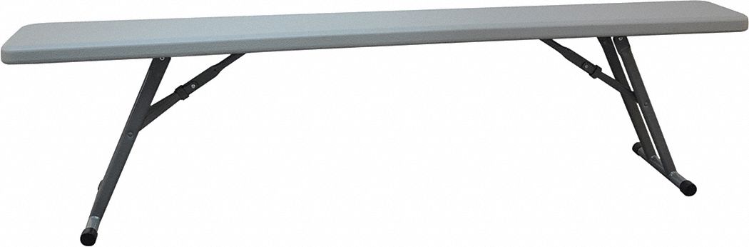 FOLDING BENCH, BLOW MOLDED POLYETHYLENE SEAT, STEEL FRAME, GREY SEAT