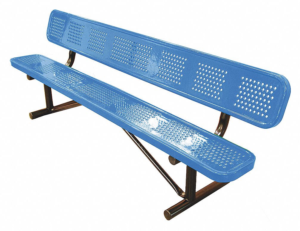 BENCH,PERFORATED METAL,BLUE,LENGTH