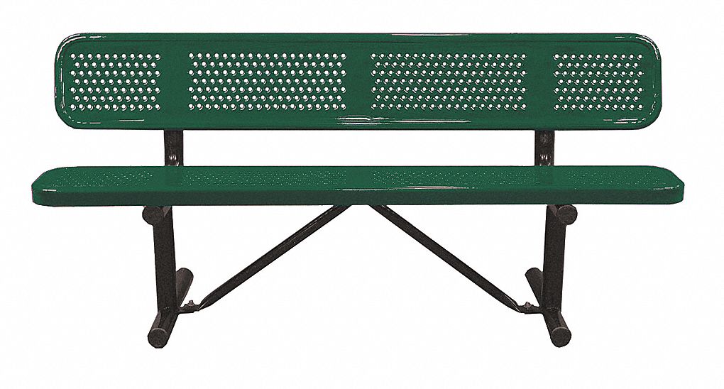 Grainger Approved Bench Perforated Metal Green 72 In Outdoor