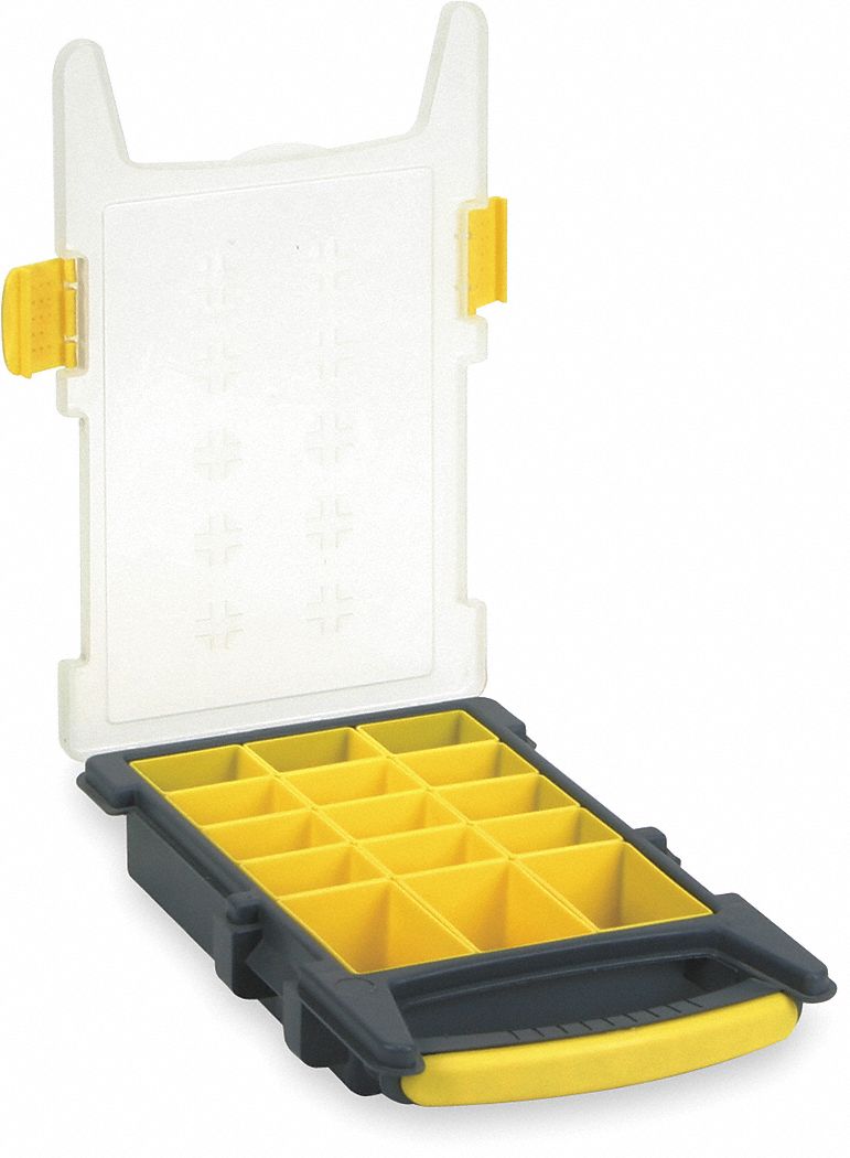 COMPARTMENT BOX, 8⅜ IN X 13⅜ IN X 2½ IN, BLACK/YELLOW, 1 COMPARTMENT