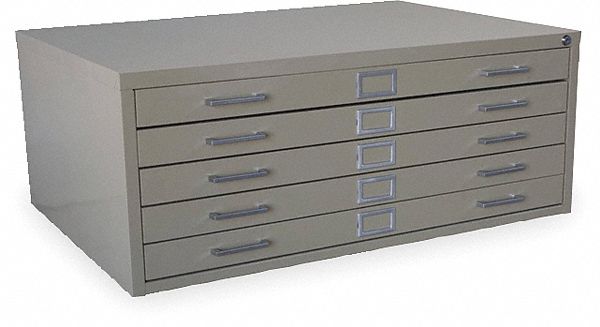 Zoro Select 2CLC1 Cabinet,Flat File,5 Drawer,Putty