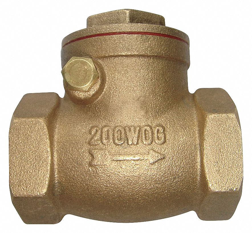 SWING CHECK VALVE, SWING, INLINE VALVE BODY, ½ IN PIPE, FNPT X FNPT, BRASS
