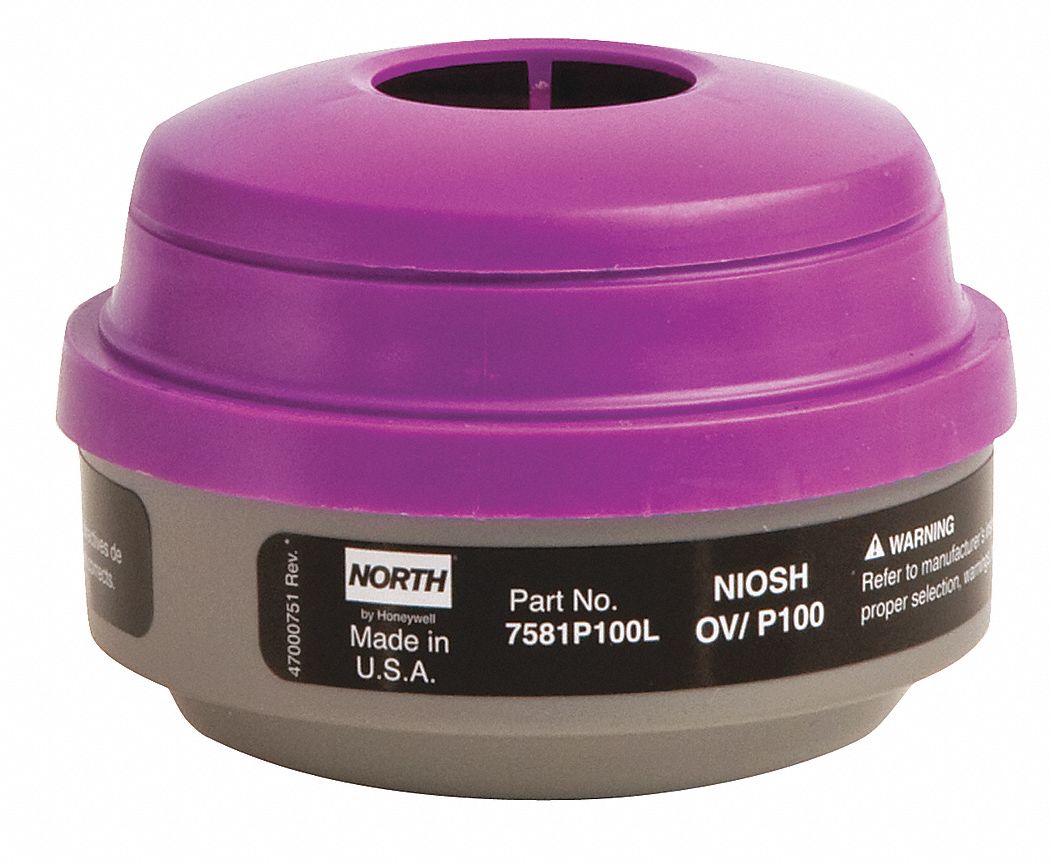 OV CARTRIDGE WITH PARTICULATE FILTER, BLACK/MAGENTA, NIOSH P100, 99.97% EFFICIENCY