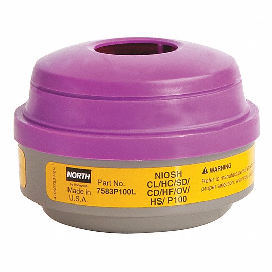 Combination Cartridge/Filter,  NIOSH Rating Acid Gas (AG), Organic Vapor (OV), P100