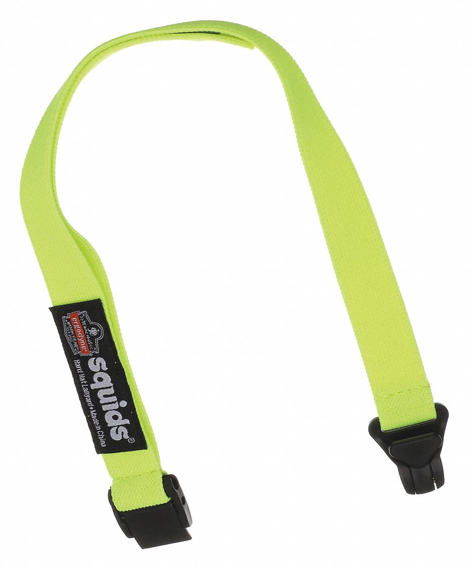 HARD HAT LANYARD WITH CLAMP, 18 TO 48, ELASTIC, LIME