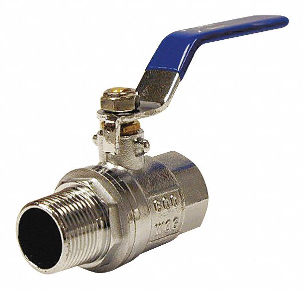 MANUAL TWO-WAY BALL VALVE: 1 IN, NICKEL-PLATED BRASS, STRAIGHT, MNPT X FNPT, LEVER