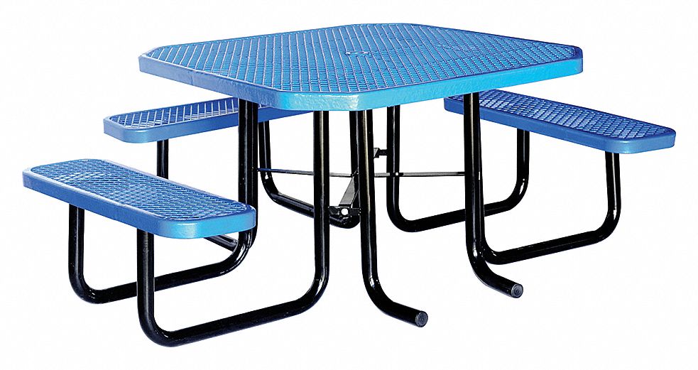 PICNIC TABLE, 80IN X 62-1/2IN, BLUE