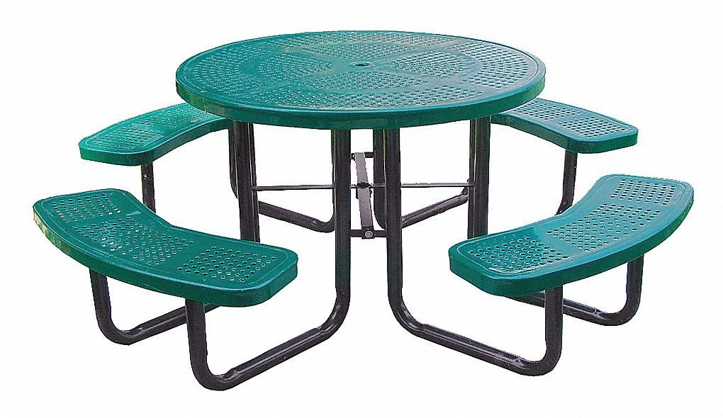 PICNIC TABLE, 81IN DIA, GREEN