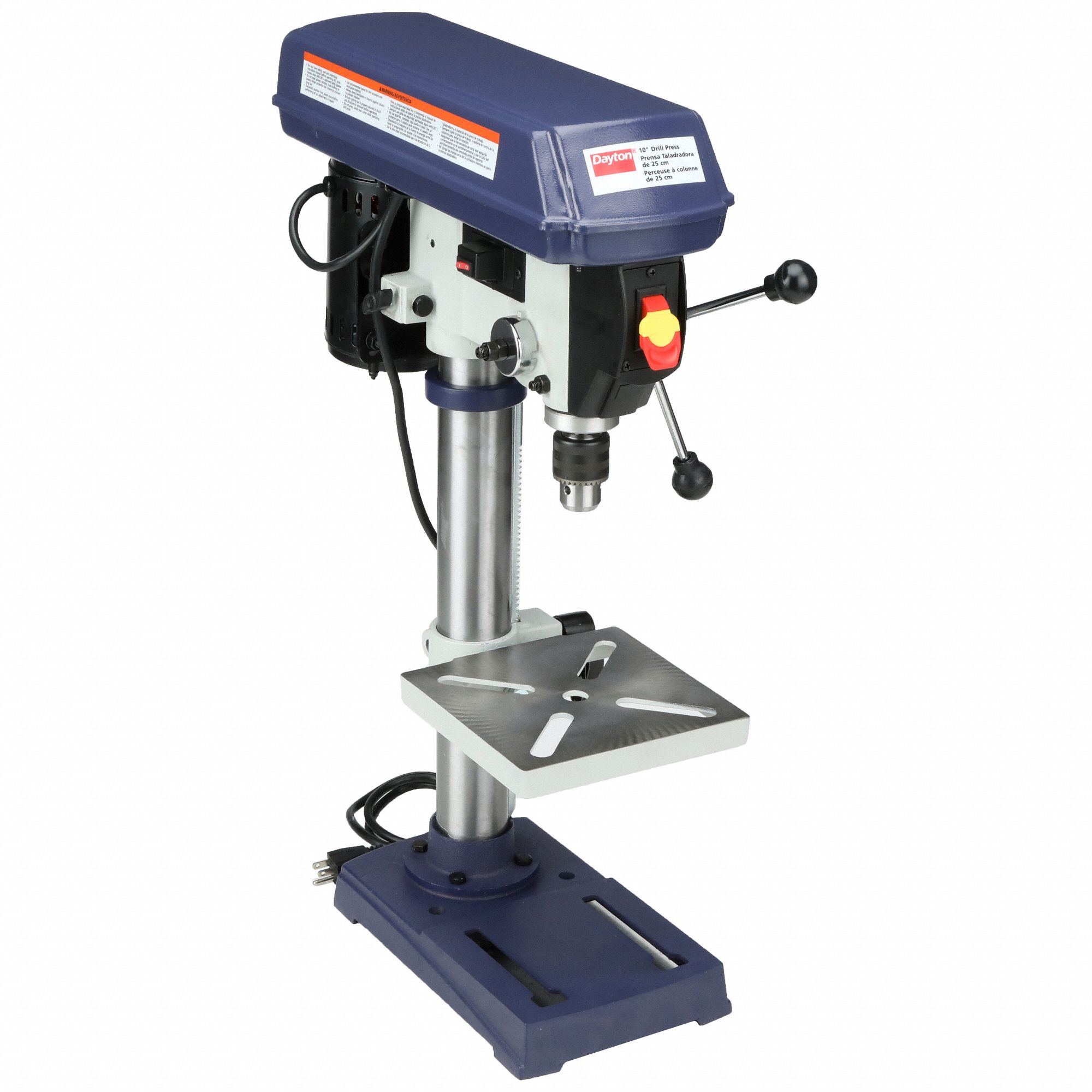 BENCH DRILL PRESS, BELT, 120V AC, FIXED SPEED, 650 TO 3,070 RPM, 10 IN SWING, 1/3 HP