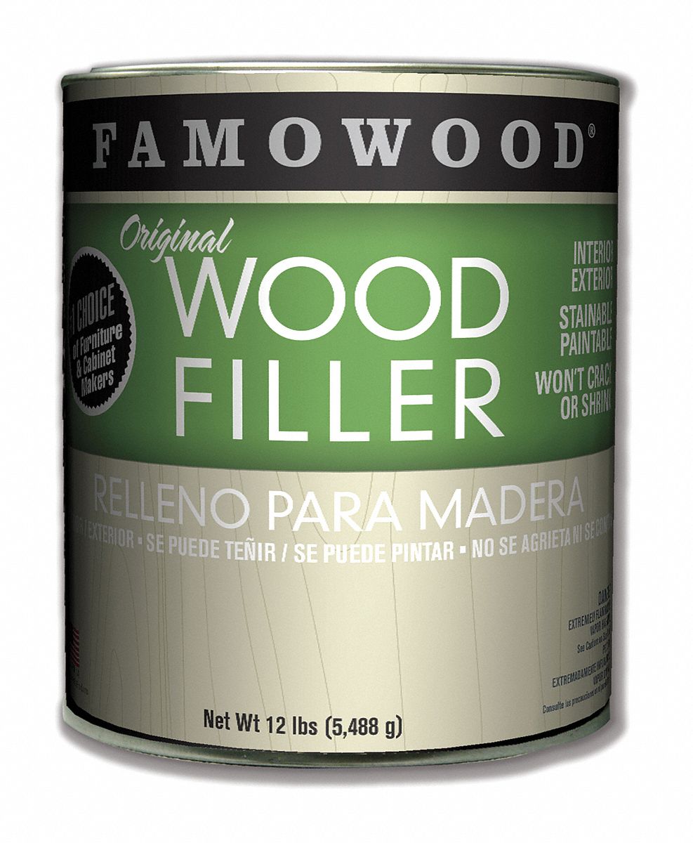 Filler: Original Wood Filler, 192 oz Container Size, Pail, Birch, Wood Filler