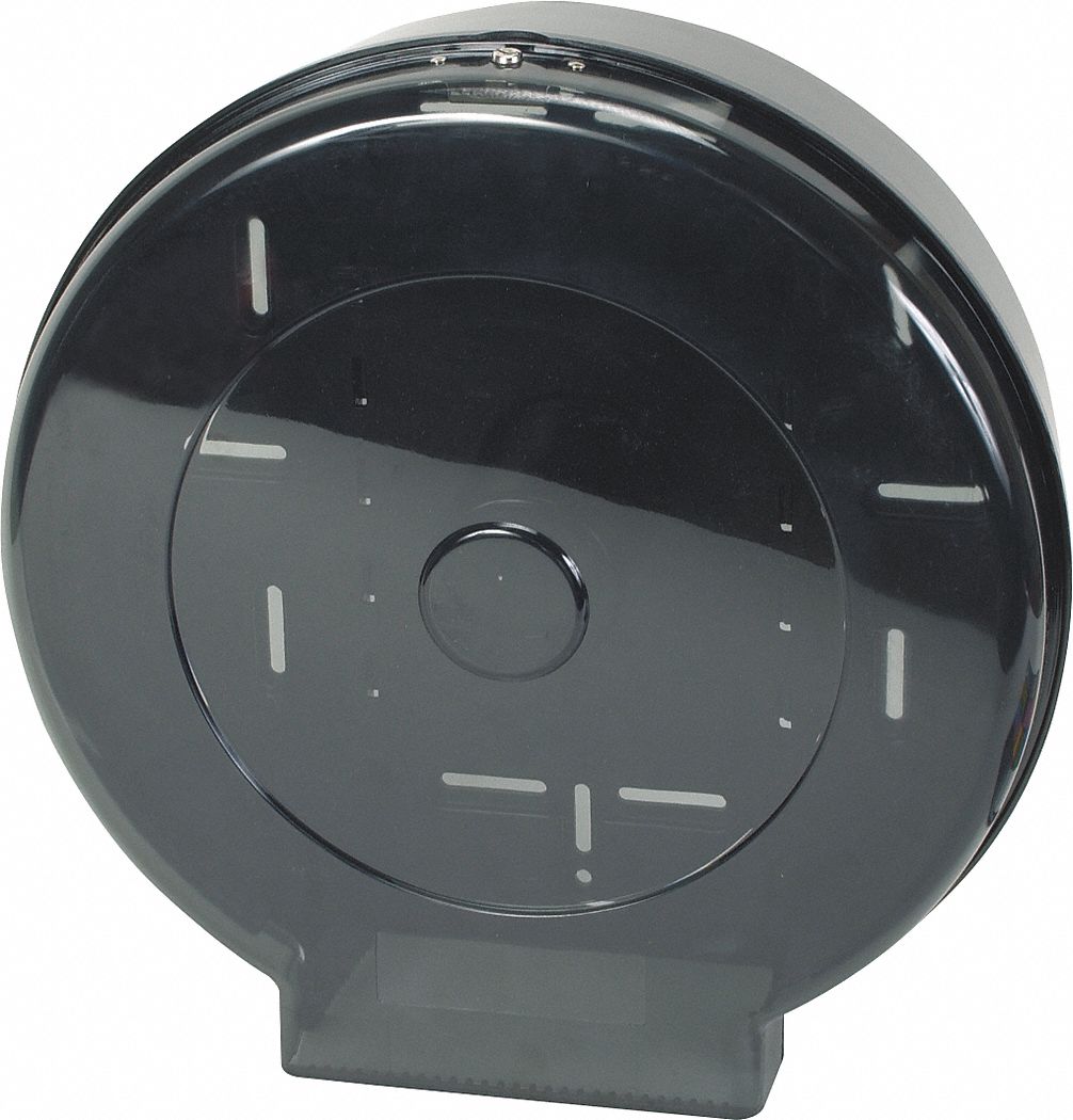 TOILET PAPER DISPENSER, JUMBO CORE, HORIZONTAL SINGLE ROLL, PLASTIC, SMOKE