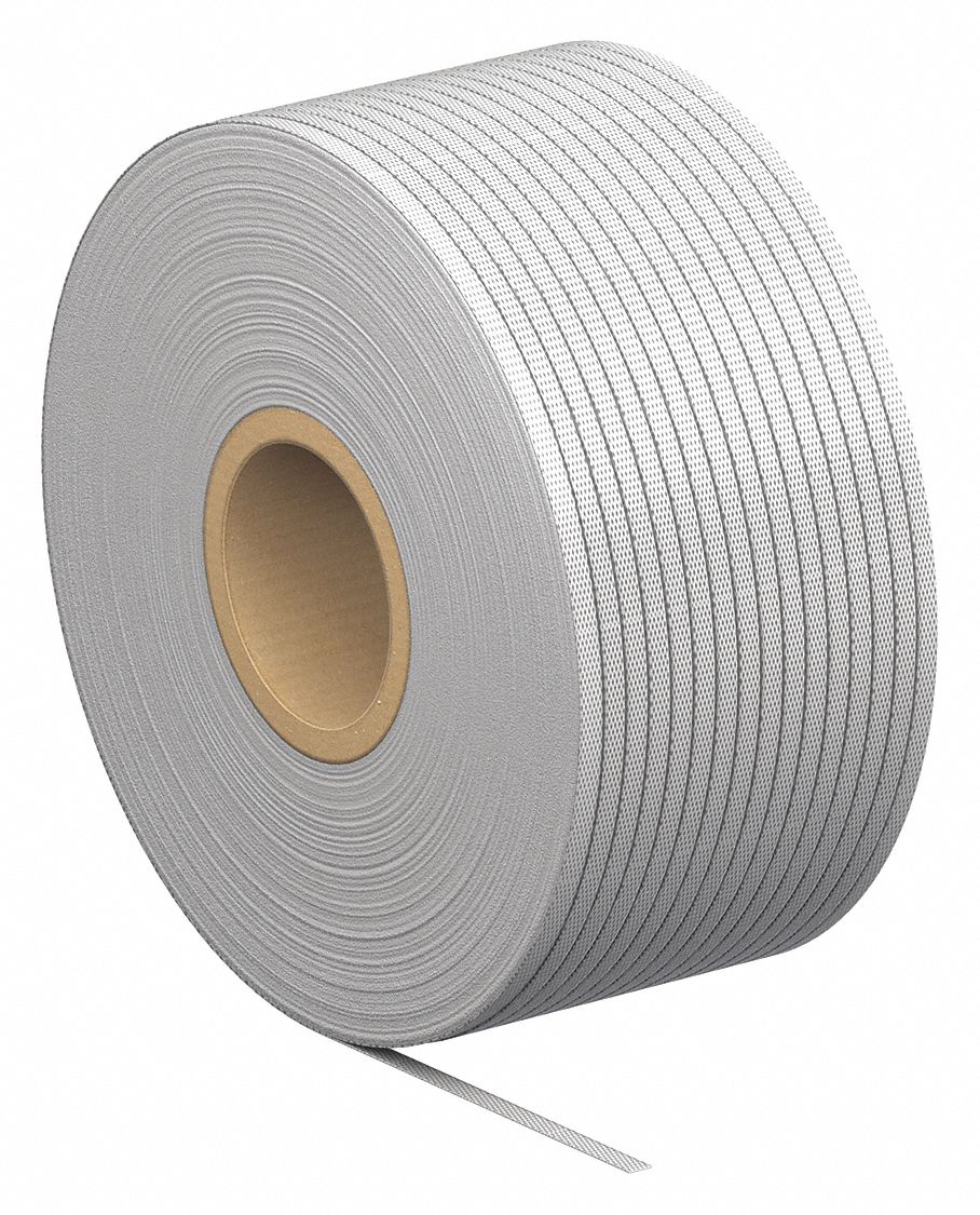 PLASTIC STRAPPING, 525 LB BREAK STRENGTH, 5,250 FT OVERALL L, WHITE, 4 IN CORE DIA