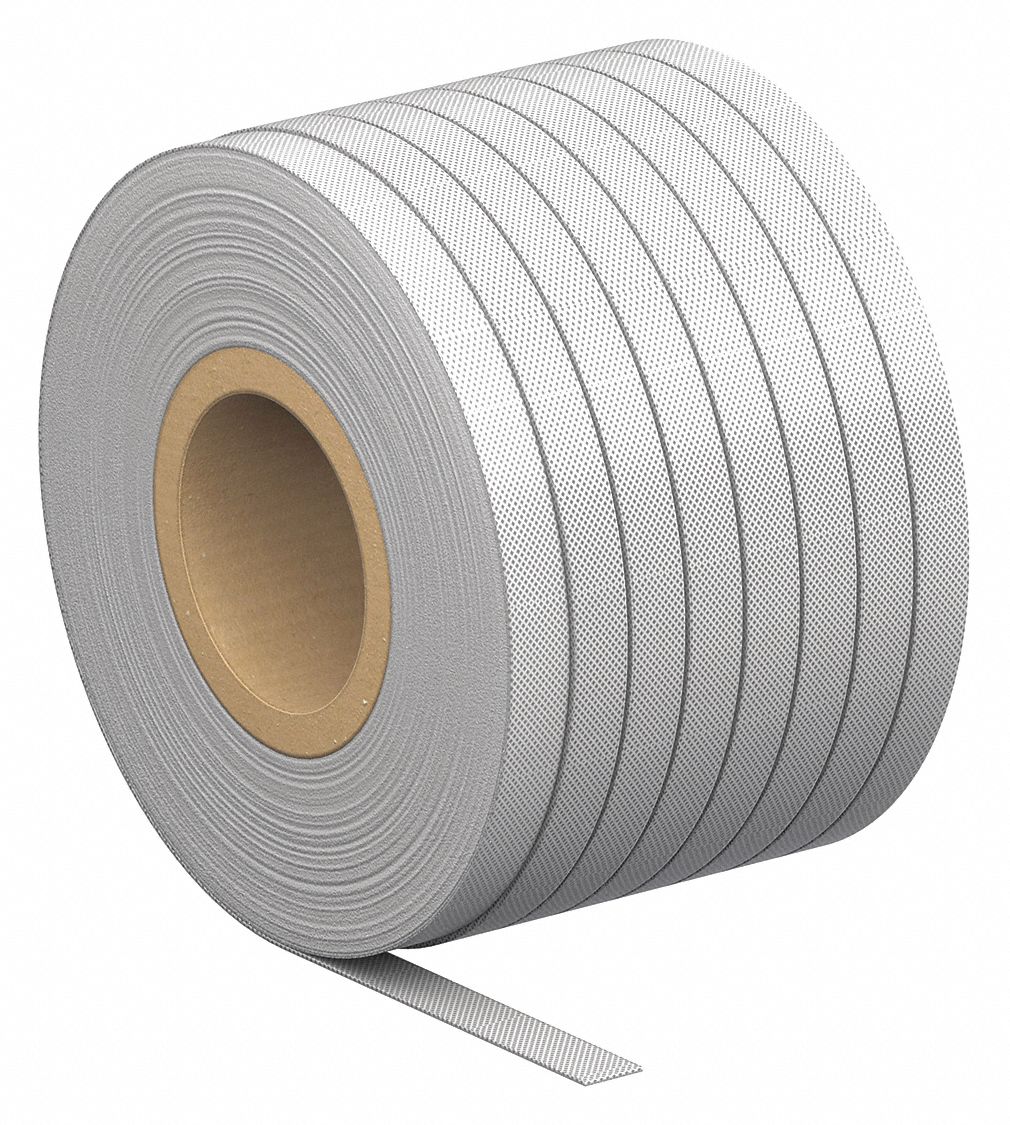 PLASTIC STRAPPING, 2,500 LB BREAK STRENGTH, 250 FT OVERALL L, 60 MIL THICK, WHITE